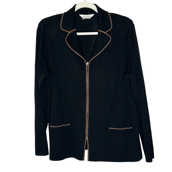 Exclusively Misook Black Knit Zip Up Blazer Jacket Size M Career Office - Picture 1 of 12